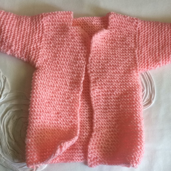 Knitted Pink Baby Cardigan (Handmade) - Picture 3 of 4